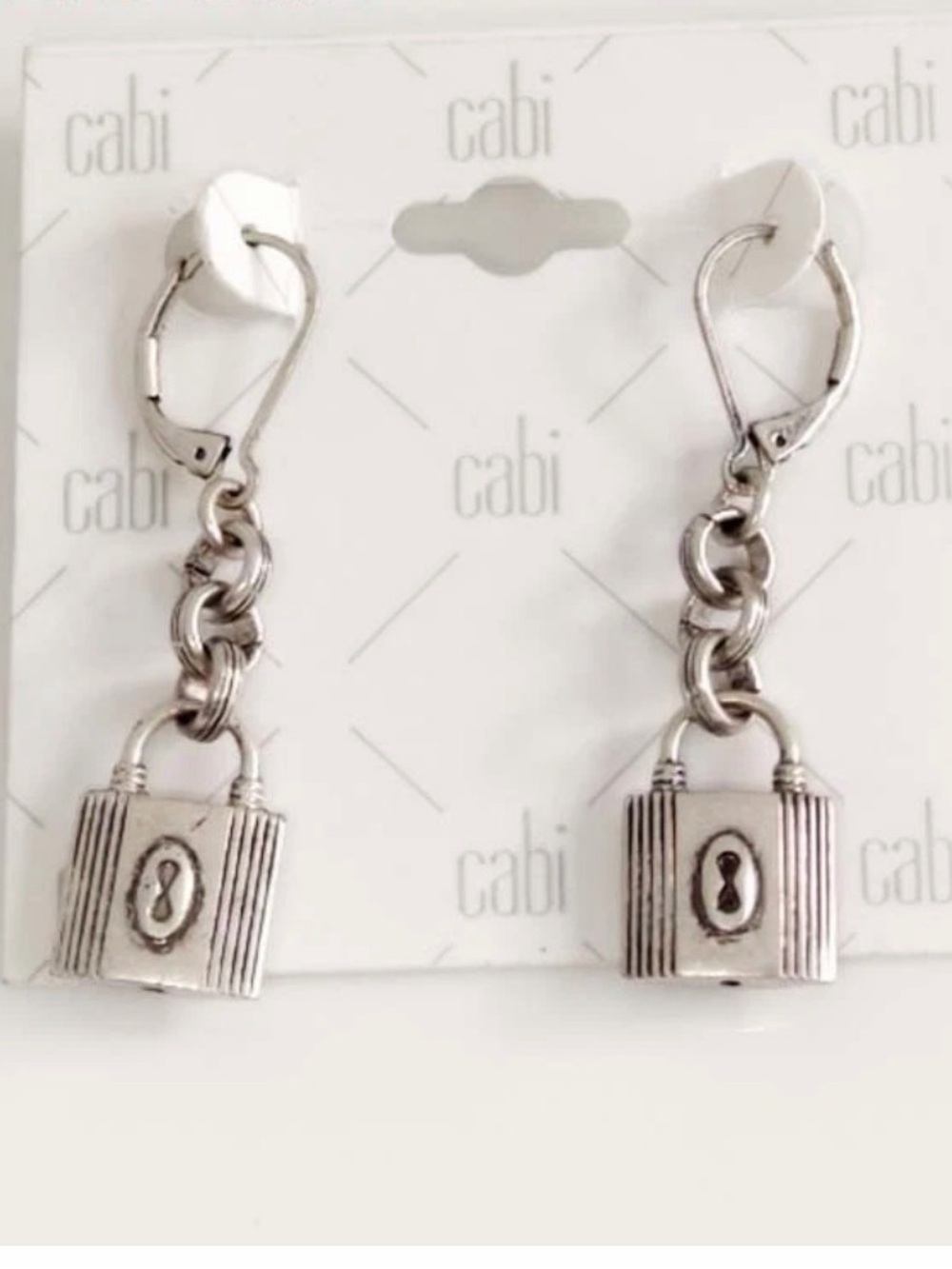 CAbi Silver-Tone Padlock Dangle Earrings